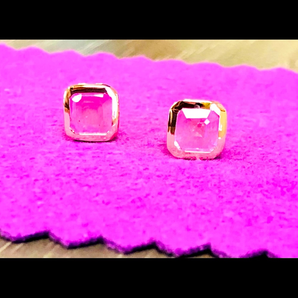 53.) New Genuine Hot Pink Sapphire Stud Earrings